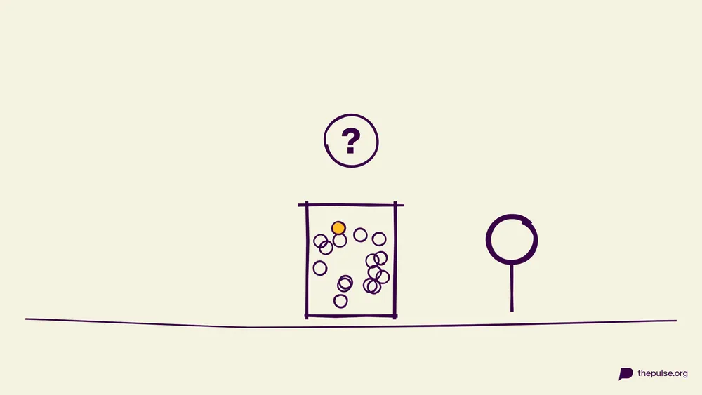 Handgezeichnete Illustration: Glas voller Süßigkeiten mit Fragezeichen — wie viele sind es?