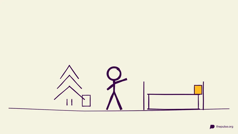 Handgezeichnete Illustration: Versteckte Suchkarten hinter Baum und Sofa, eine gelb