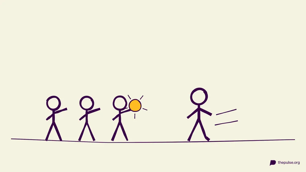 Illustration: Handschlag-Reihe, ein Läufer sprintet davon