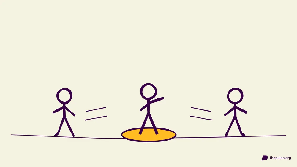 Illustration: Figur zählt im gelben Reifen, andere sprinten davon