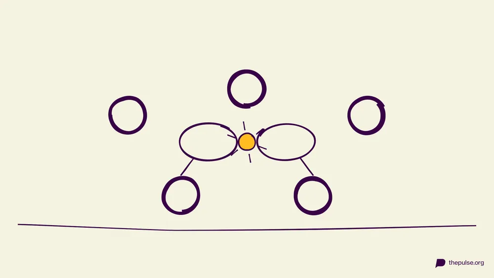 Illustration: Zwei Sprechblasen kollidieren mit gelbem Knall