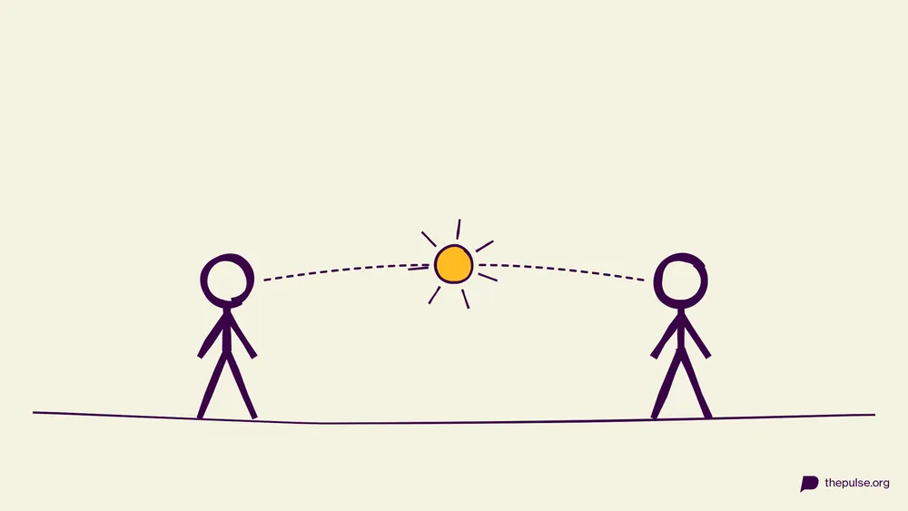 Illustration: Zwei Blicke treffen sich in einem gelben Stern