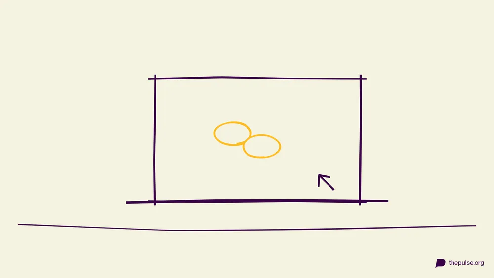 Handgezeichnete Illustration: Bildschirm mit gelben Kettengliedern — Links und Tools