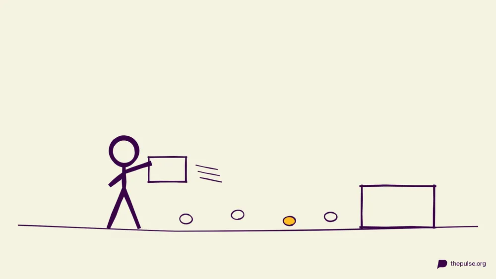 Handgezeichnete Illustration: Marshmallow-Schafe werden mit dem Karton in den Stall gewedelt