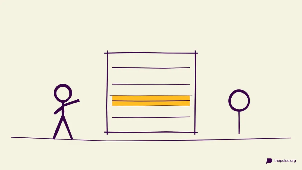 Handgezeichnete Illustration: Vier vervollständigte Sätze, die gelbe Zeile ist gelogen