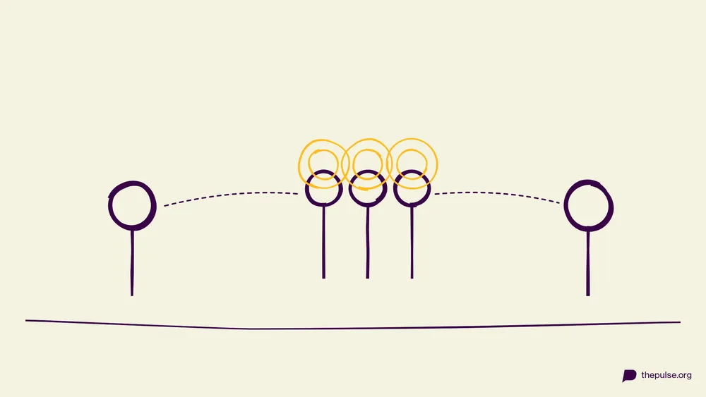 Handgezeichnete Illustration: Die Botschaft muss durch die gelbe Schallmauer