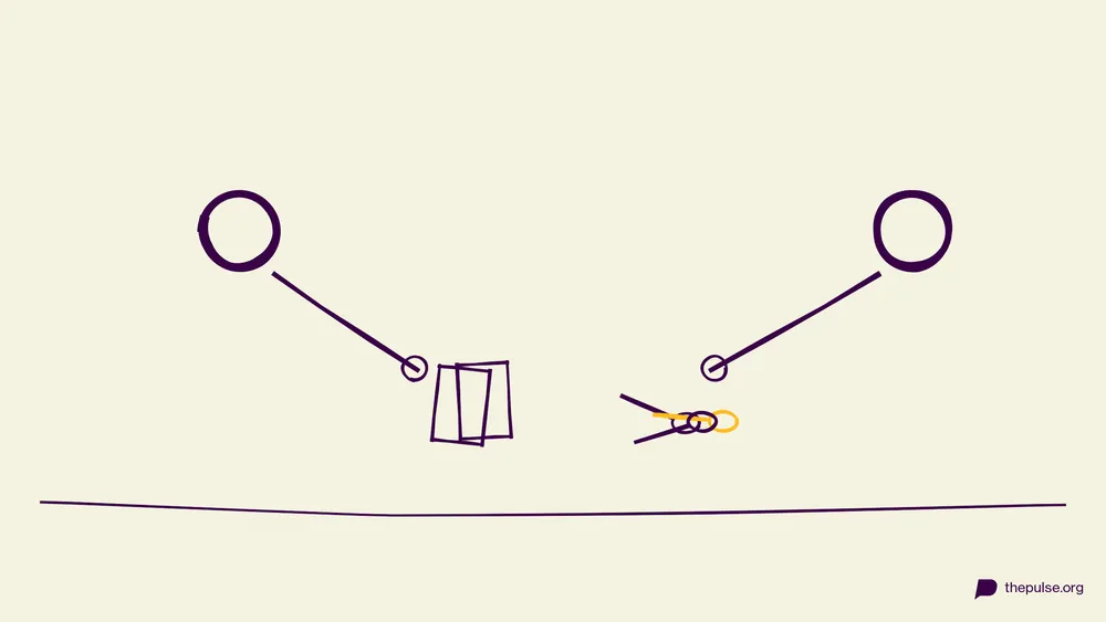 Handgezeichnete Illustration: Hände greifen blitzschnell nach den Löffeln neben den Karten