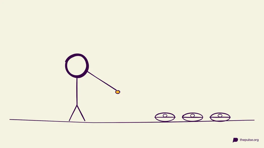 Handgezeichnete Illustration: Die gelbe Jelly Bean hängt am Strohhalm, die Schälchen warten