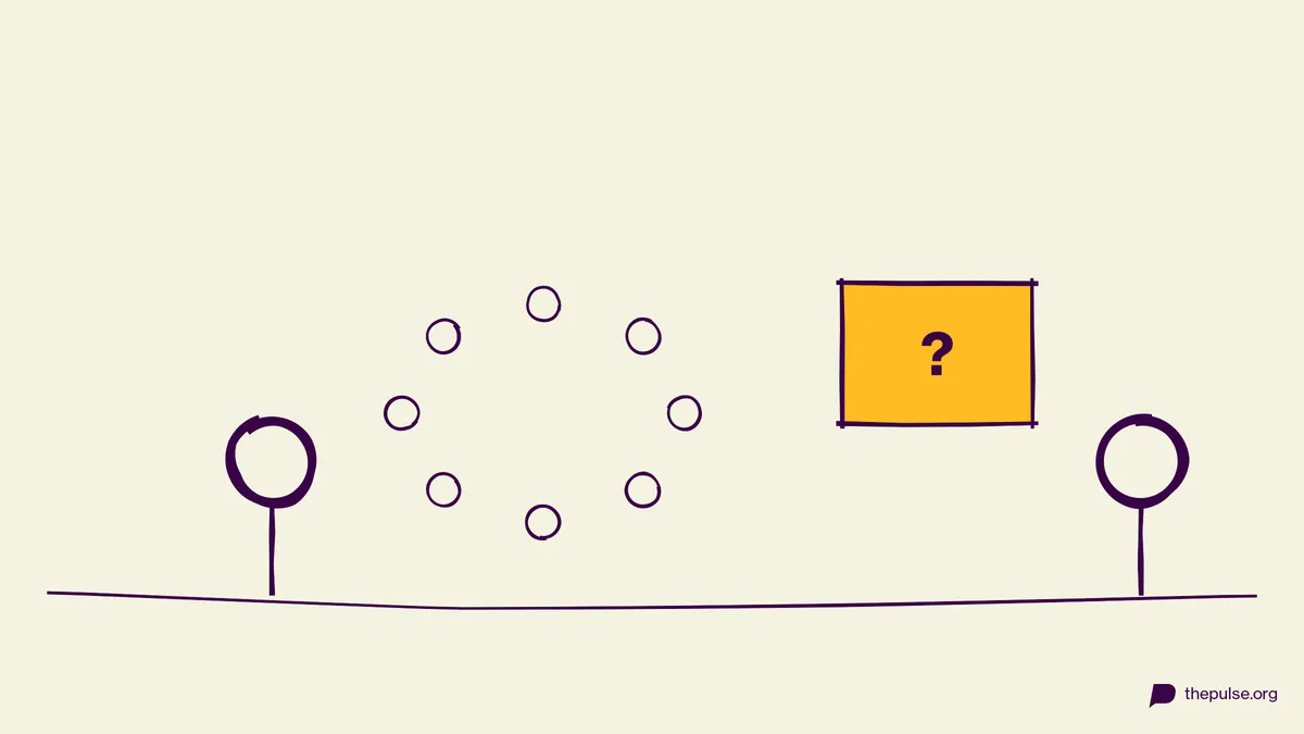 Handgezeichnete Illustration: Dog-Spielbrett und gelbe Fragekarte