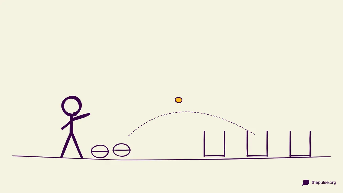 Handgezeichnete Illustration: Süßigkeiten aus den Eiern fliegen sortiert in die Gläser