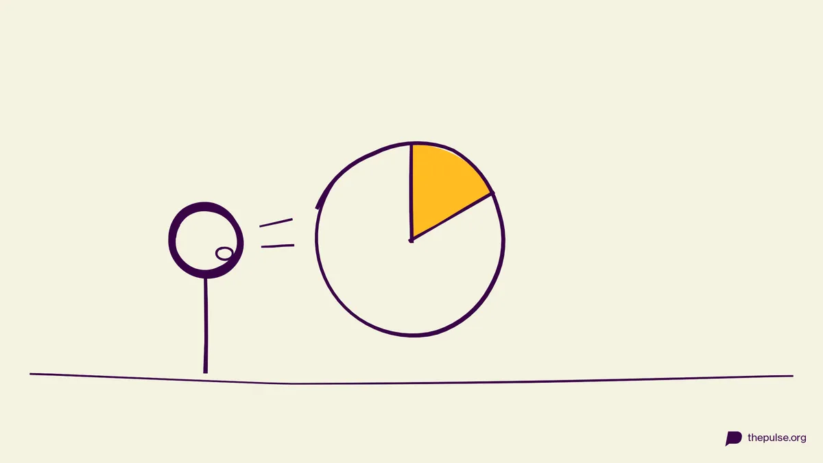 Handgezeichnete Illustration: Die Uhr läuft — fünf Sekunden für drei Antworten