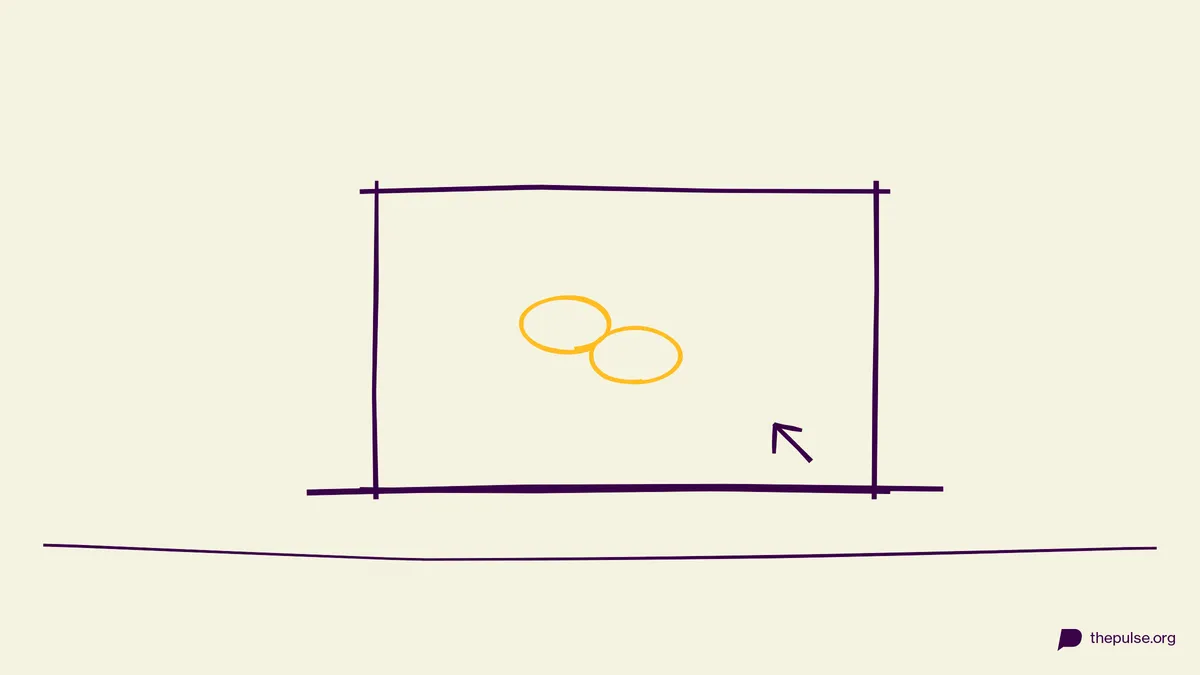 Handgezeichnete Illustration: Bildschirm mit gelben Kettengliedern — Links und Tools