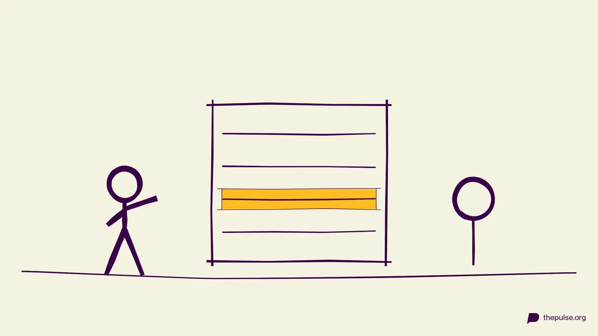 Handgezeichnete Illustration: Vier vervollständigte Sätze, die gelbe Zeile ist gelogen