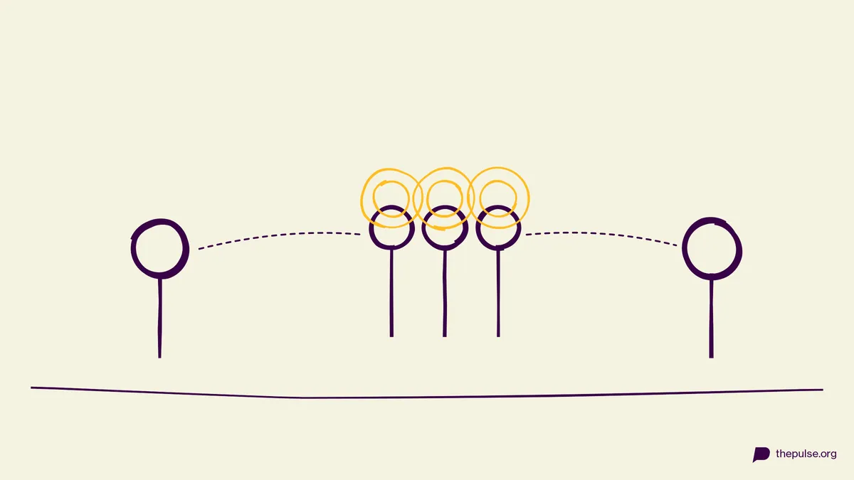Handgezeichnete Illustration: Die Botschaft muss durch die gelbe Schallmauer