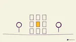 Handgezeichnete Illustration: 3×3-Kartenraster mit gelber Karte in der Mitte