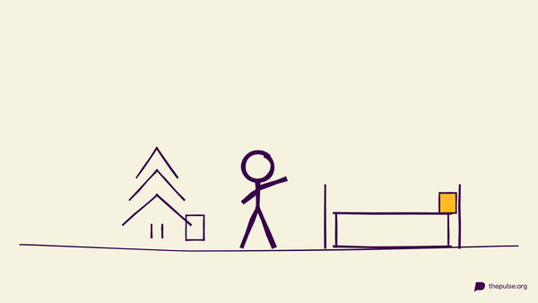 Handgezeichnete Illustration: Versteckte Suchkarten hinter Baum und Sofa, eine gelb