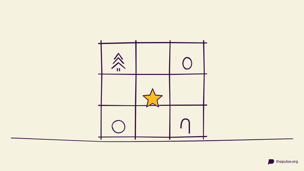 Handgezeichnete Illustration: Weihnachts-Bingo-Raster mit gelbem Stern in der Mitte