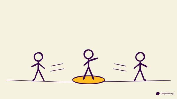 Illustration: Figur zählt im gelben Reifen, andere sprinten davon