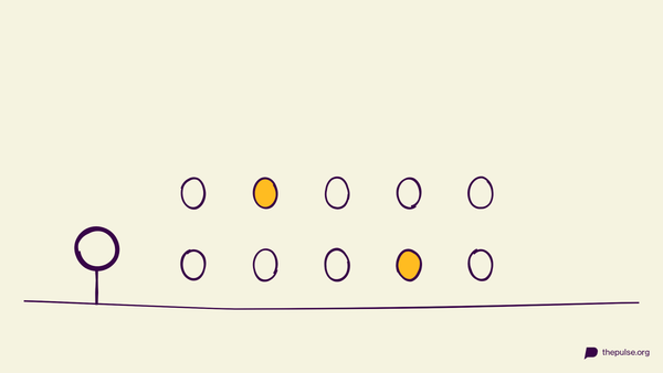 Handgezeichnete Illustration: Eier-Memory, das gelbe Paar ist aufgedeckt