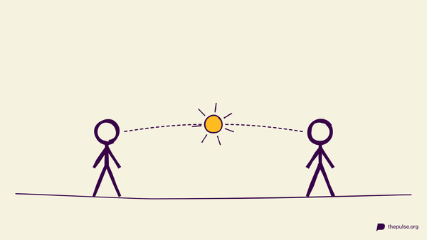 Illustration: Zwei Blicke treffen sich in einem gelben Stern