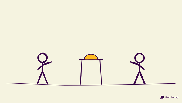 Illustration: Zwei Figuren am Buzzer-Pult