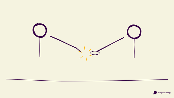 Handgezeichnete Illustration: Zeigefinger über offener Hand — bei Vier schnappt die Falle zu