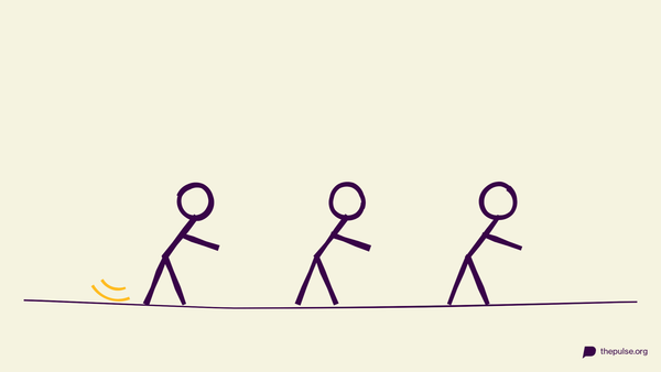Illustration: Drei Figuren legen sich galoppierend in die Kurve