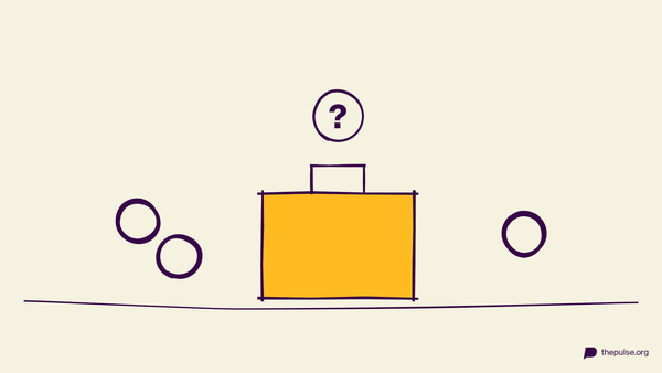 Handgezeichnete Illustration: Der gelbe Koffer mit Fragezeichen — wem gehört er?